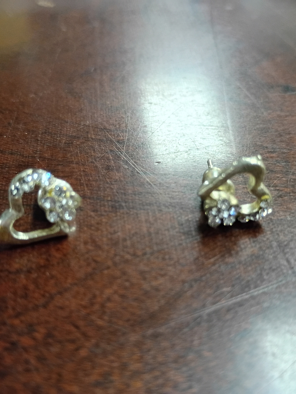 Claire's Gold Heart Crystal Stud Earrings
